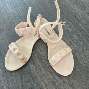 Rebecca Minkoff Cream Geometric Strap Sandals